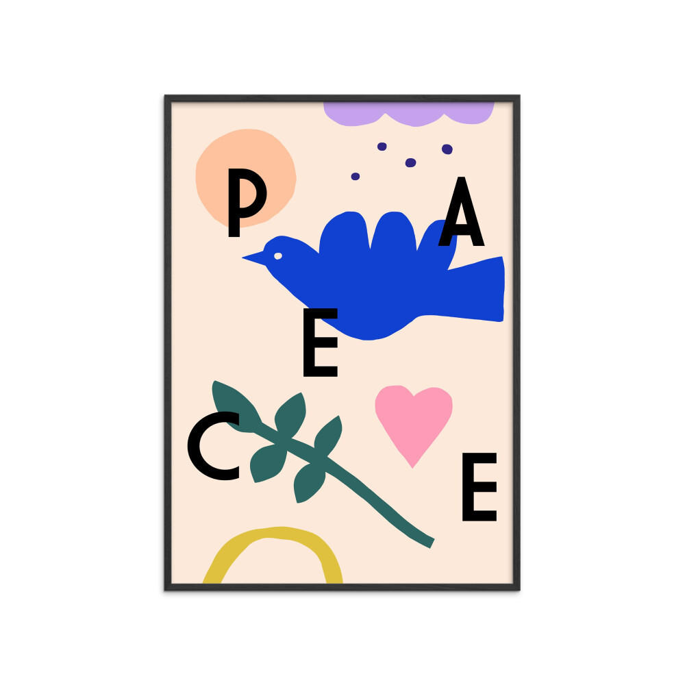 POSTER mit Rahmen Maren Gross - Peace - Multicolor/Schwarz, Holz/Papier (50/70cm) - Poster&Frame