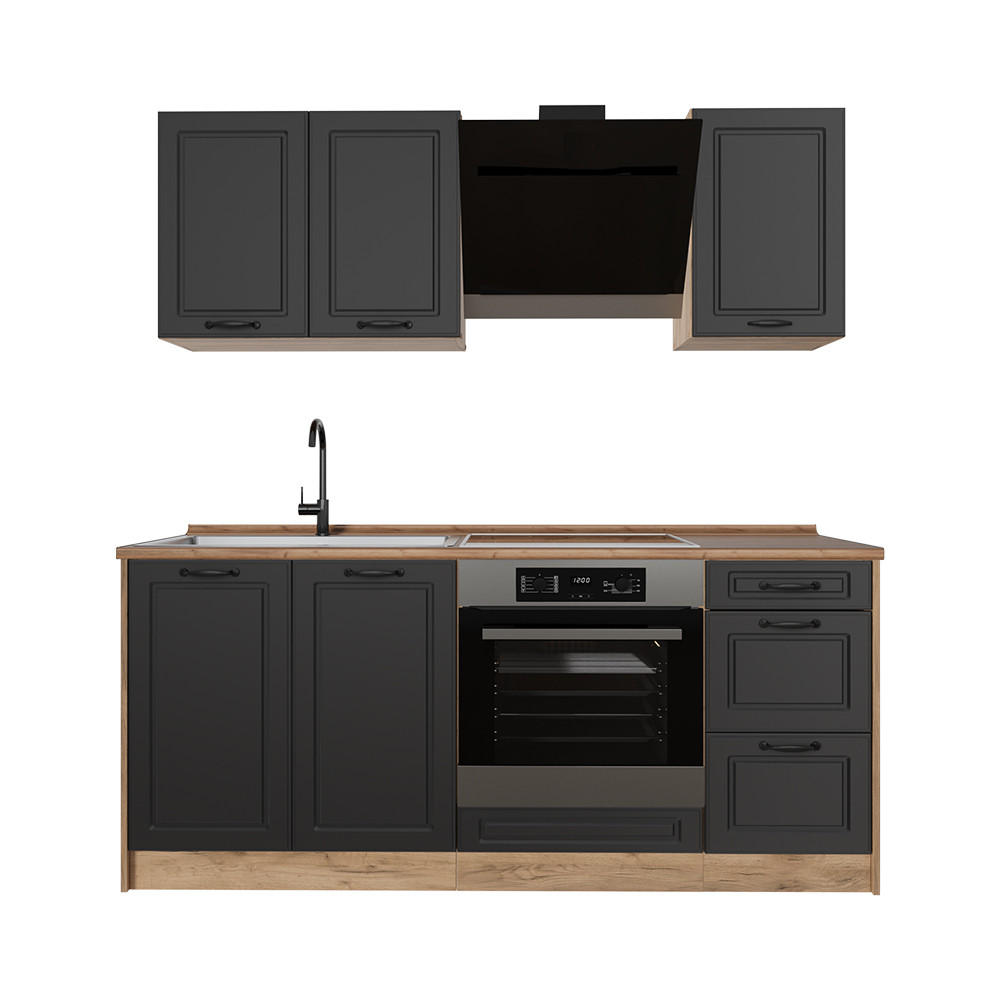Vicco Singleküche Anthrazit, Honigeiche 180x206.8x60 cm