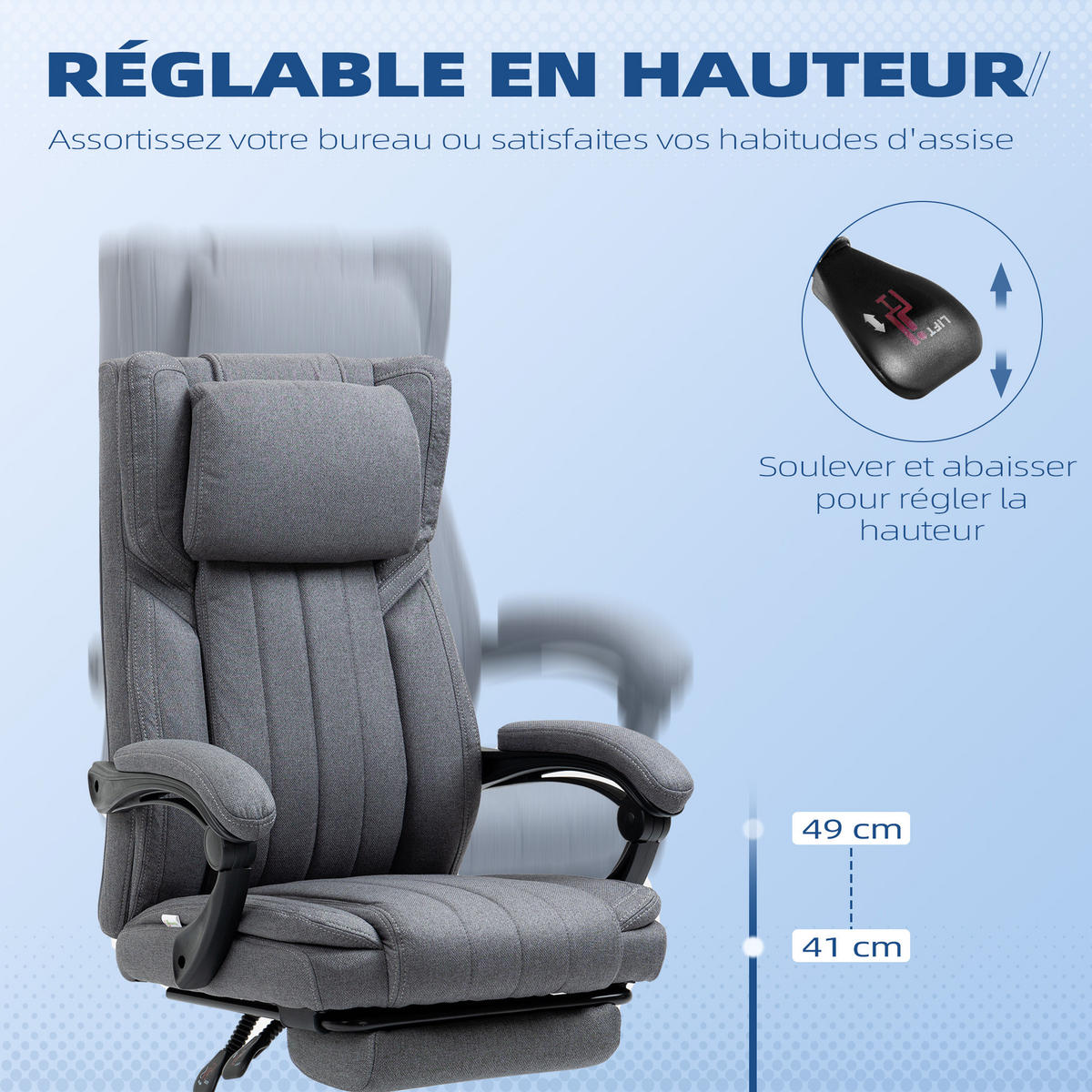 CHEFSESSEL DE-11683 135° neigbar mit Fußstütze Grau - Dunkelgrau, Textil (61/113/65cm) - ComfortXL