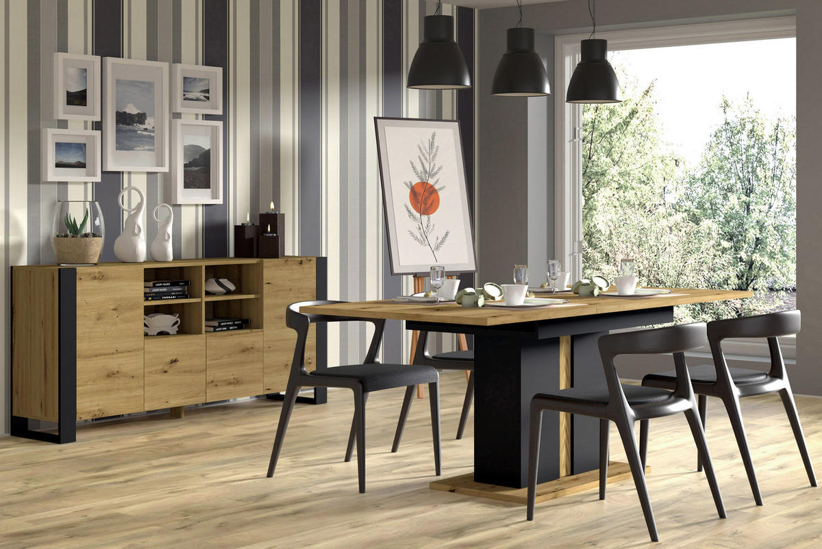 KOMMODE Artisan, Schwarz 188/84/40 - Schwarz, Holzwerkstoff (188/84/40cm) - RAUMHIRSCH FURNITURE
