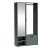 GARDEROBENSCHRANK Milanoir Stone Green 100/189,4/33 cm - Modern mit Spiegel - Grün, Holzwerkstoff/Kunststoff (100/189.4/33cm) - AX Living