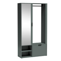 GARDEROBENSCHRANK Milanoir Stone Green 100/189,4/33 cm - Modern mit Spiegel - Grün, Holzwerkstoff/Kunststoff (100/189.4/33cm) - AX Living