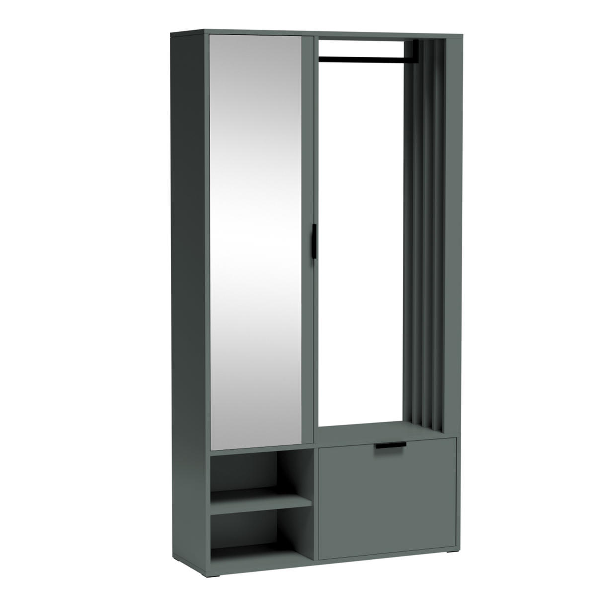 GARDEROBENSCHRANK Milanoir Stone Green 100/189,4/33 cm - Modern mit Spiegel - Grün, Holzwerkstoff/Kunststoff (100/189.4/33cm) - AX Living