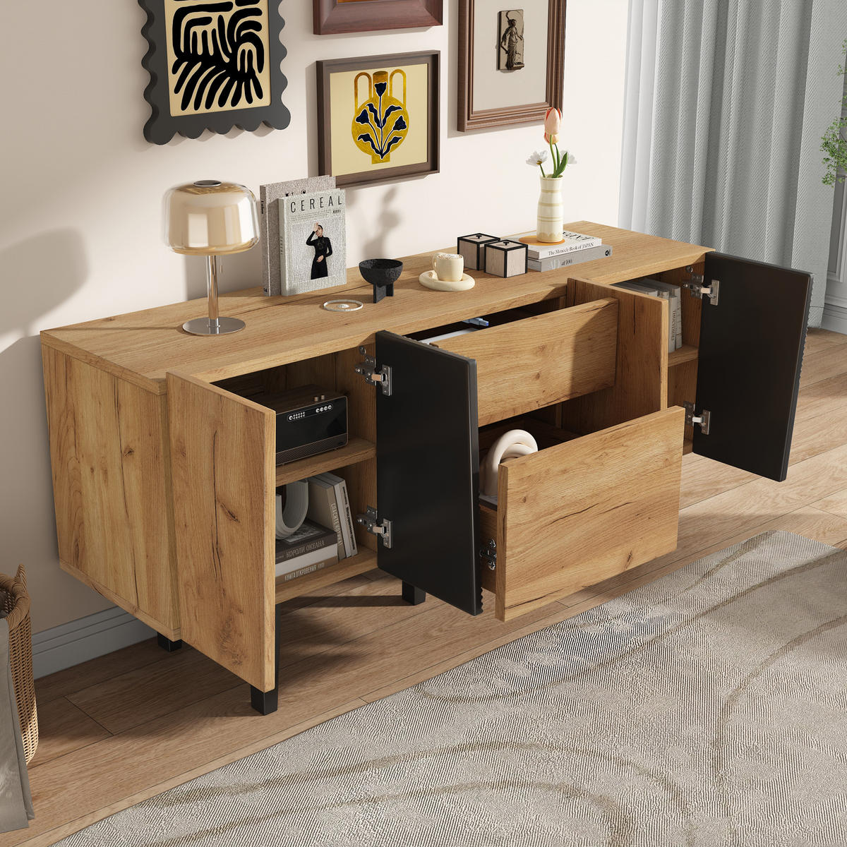 TV-SCHRANK Oak-coloured 40/140/70 cm - Eichefarben, Holz (140/70/40cm) - Urban Meuble