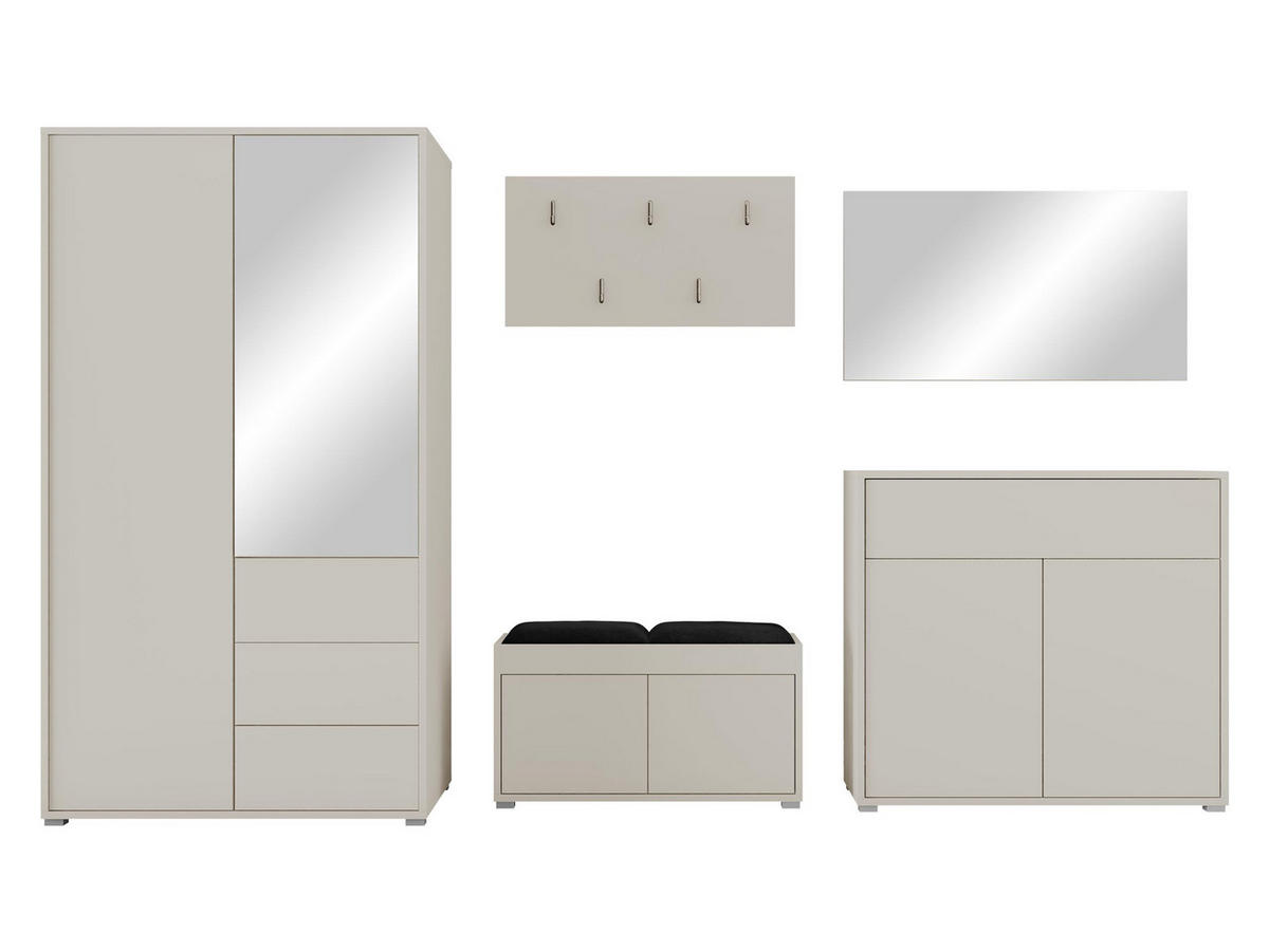 GARDEROBEN-SET Gesita V - Kaschmir/Silberfarben, Holzwerkstoff/Kunststoff (100/178/59cm) - MIRJAN24