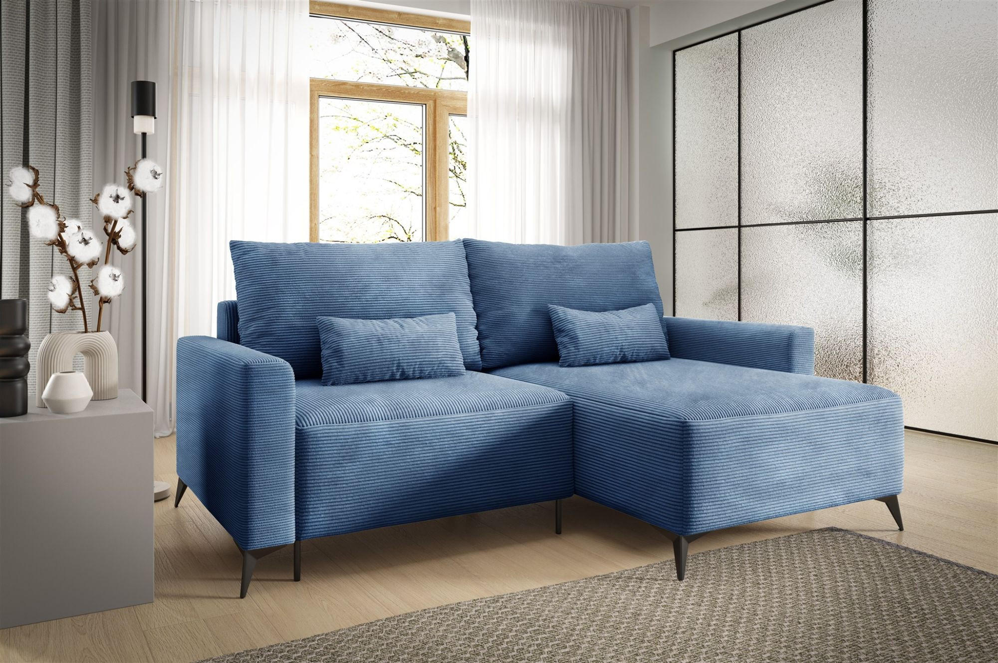 ECKSOFA Silves Mit Schlaffunktion - Blau, Holzwerkstoff/Textil (239/148cm) - Fun Möbel