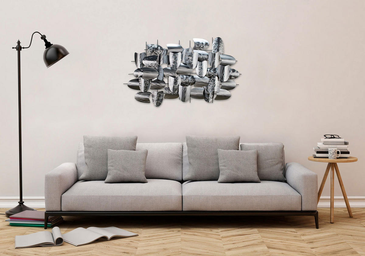 WANDDEKO Silber 128/70 cm - Silberfarben/Grau, Metall (7.5/70/8cm) - KUNSTLOFT