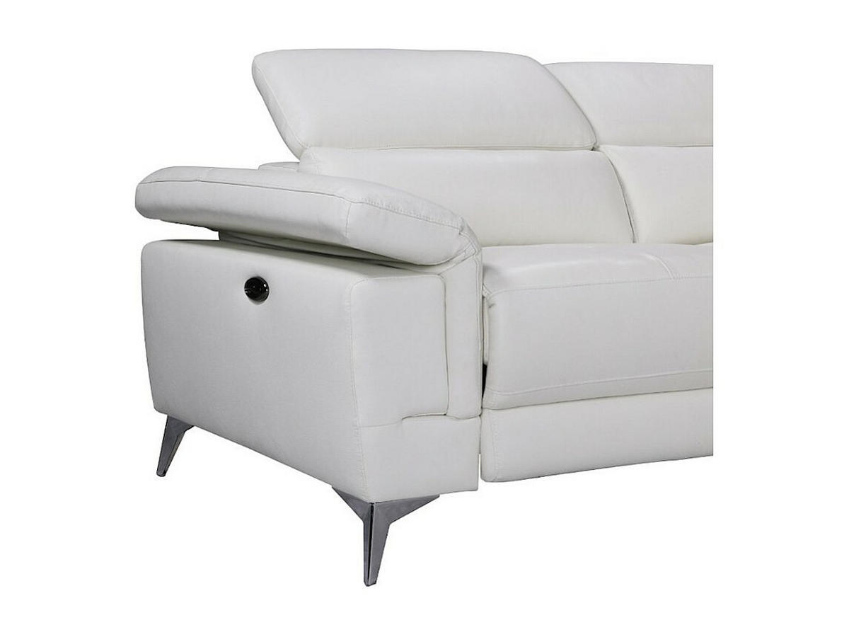 RELAXSOFA - 5 Personen - leder - elfenbeinfarben Pascaline - Weiß, Leder/Metall (277/78/244cm) - Vente-Unique