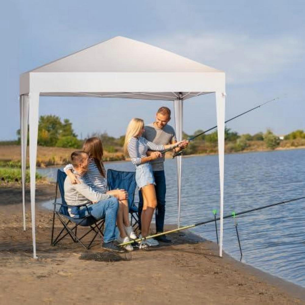 GARTENLAUBE 2 x 2 m Weiß Höhenverstellbar Wetterfest - Weiß, Metall (200/245/200cm)