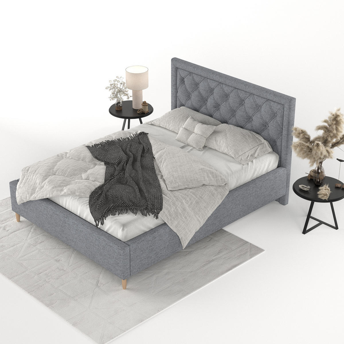 POLSTERBETT Lido 180/200 cm Grau im Neve Stoff - Naturfarben/Grau, Holz/Holzwerkstoff (180/200cm) - AltaBeds