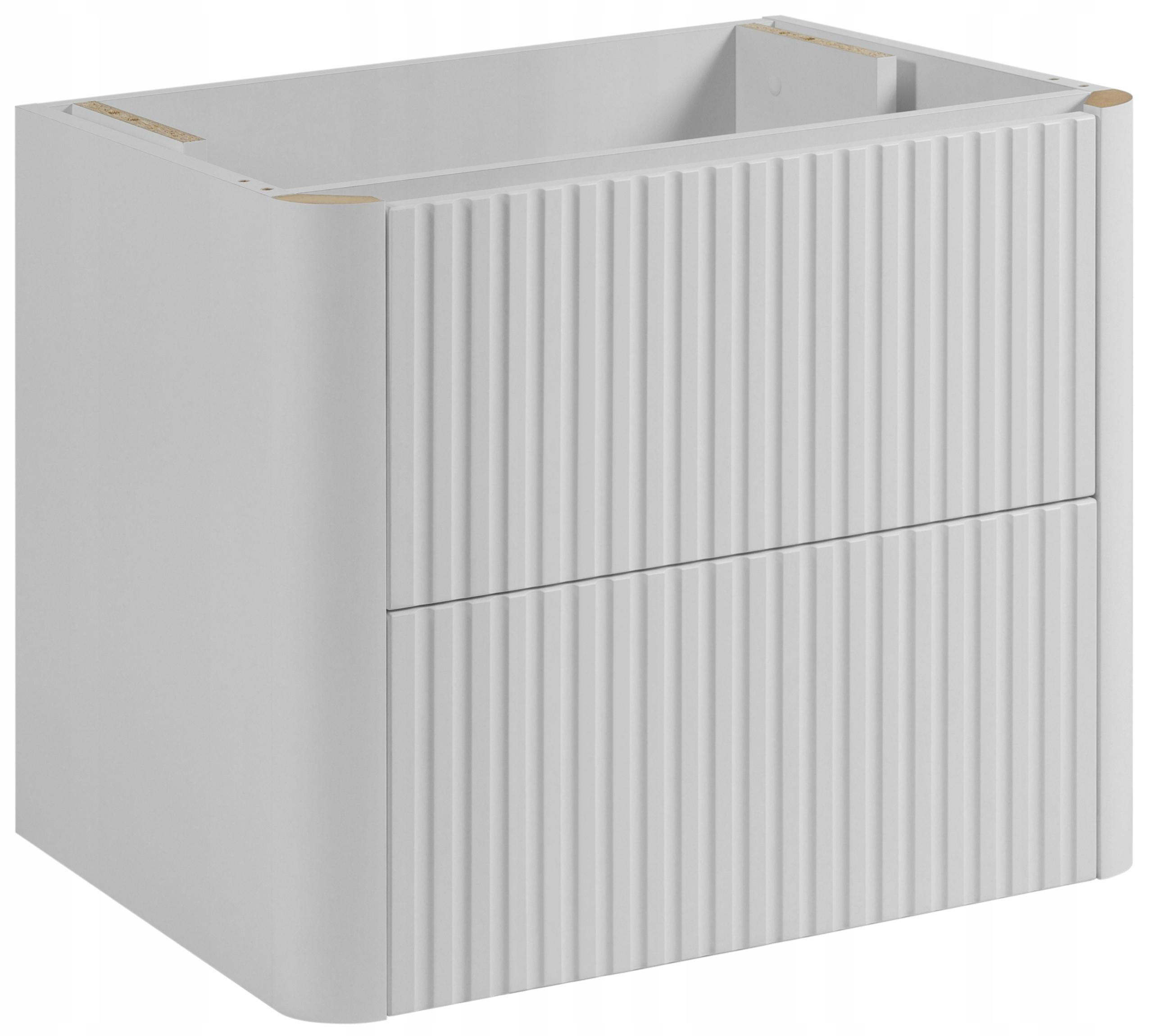 WASCHBECKENUNTERSCHRANK LINEA hängend geriffelt Weiß matt 60/48/44 cm - Weiß, Holzwerkstoff (60/48.4/43.7cm) - Rodan