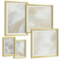 BILDER SET 5er Set - 50x50 cm & 20x30 cm & 40x60 cm Goldrahmen - Abstrakte Pinselmalerei auf Leinwand - Goldfarben, Kunststoff (40/60cm) - TULUP