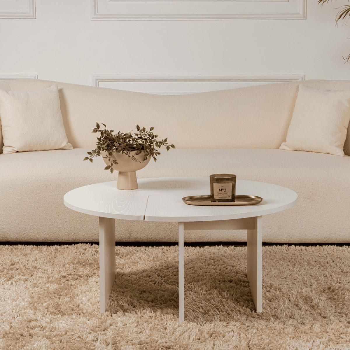 COUCHTISCH moira Blanc de bois - Eiche Bianco, Holzwerkstoff (65/90/41cm) - Calicosy