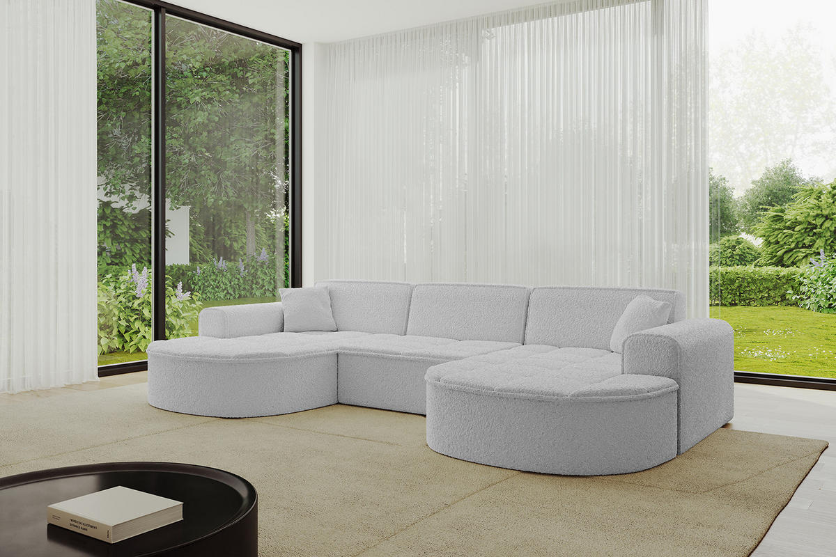 WOHNLANDSCHAFT TARO-U1 - 303x171x79,5 cm Hellgrau - Hellgrau, Holzwerkstoff/Textil (303/79.5/171cm) - ALTDECOR