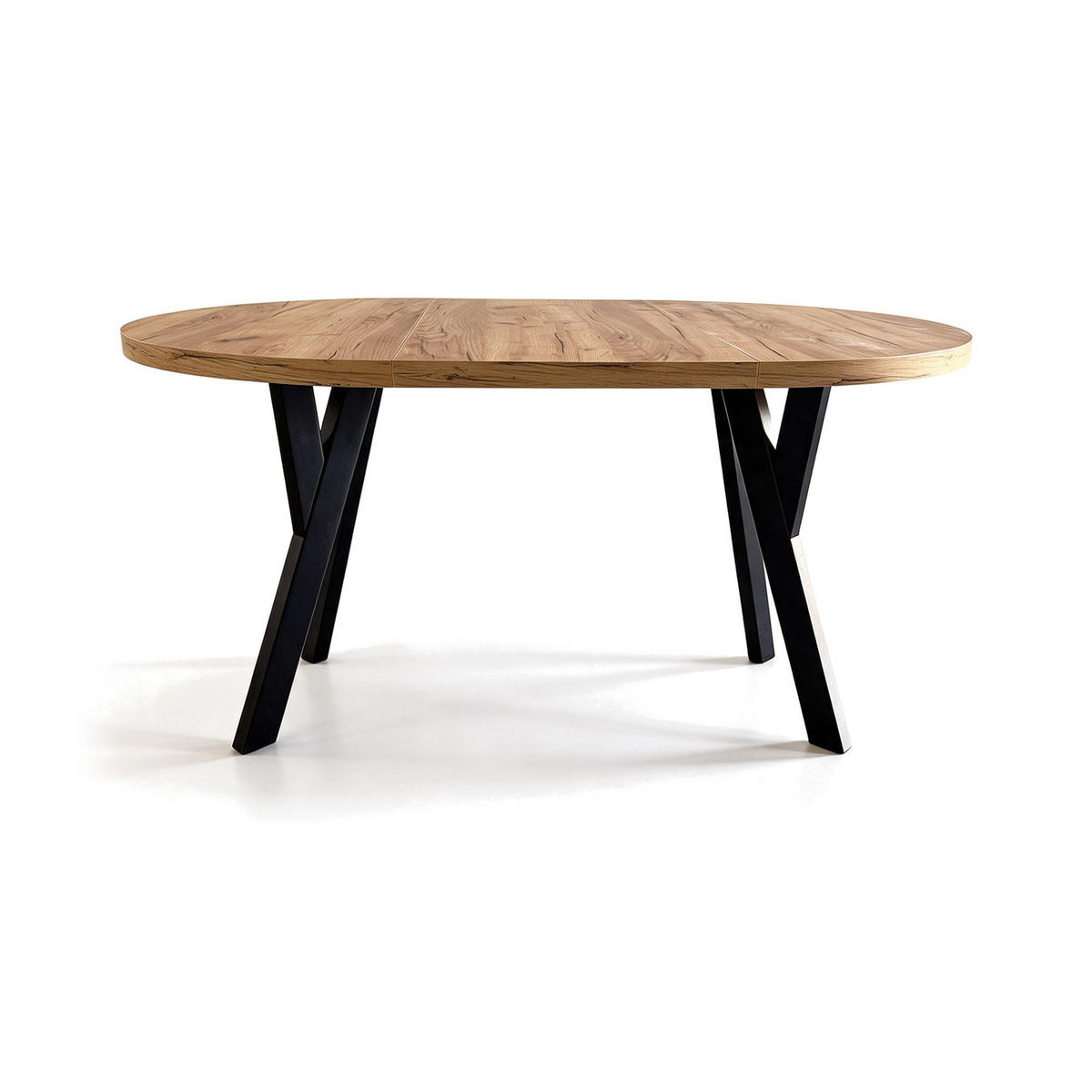 ESSTISCH ausziehbar rund 100-140 cm ATO Craft, Auszugstisch mit Einlegeplatte - Schwarz/Braun, Holzwerkstoff (100/100/77cm) - VENASI MÖBEL