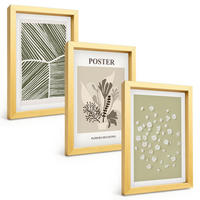 BILDER SET 3er Set - 20x30 cm Goldrahmen - Gedämpfte Pflanzenmotive - Goldfarben, Kunststoff (20/30cm) - TULUP