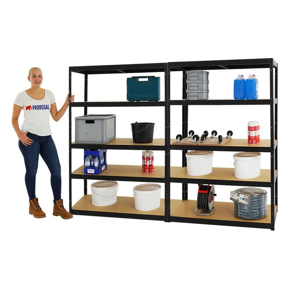 SCHWERLASTREGAL Big Elephant M 2er-Set mit 2x 180x120x60 cm Fachlast 250 kg Schwarz - Schwarz, Metall (240/180/60cm) - PROREGAL