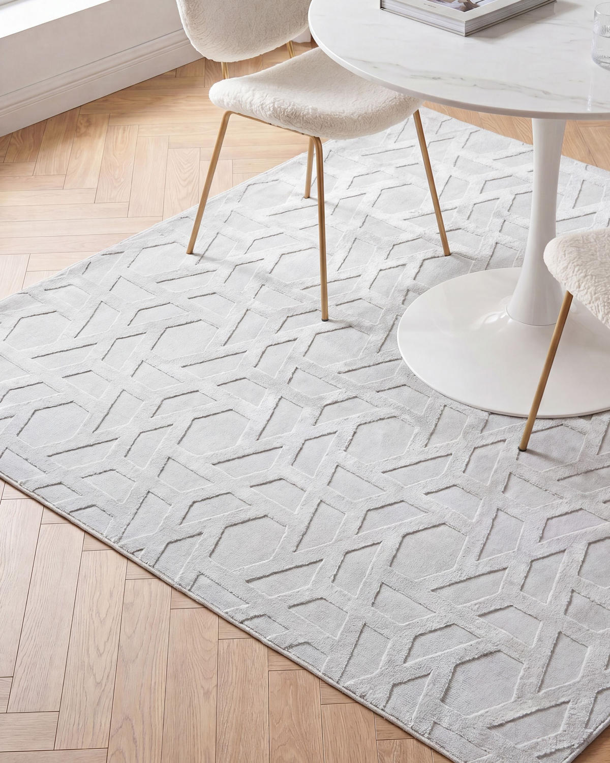 TEPPICH Hellgrau 160/160 cm Antero - Hellgrau/Grau, Textil (160/160cm) - Beliani