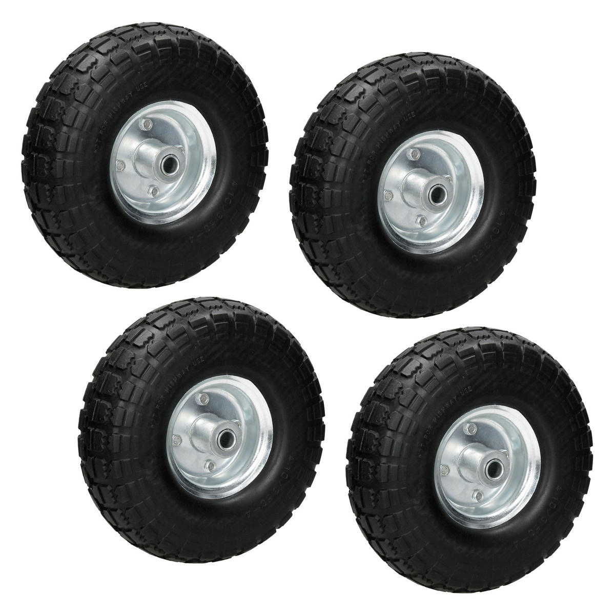 4x SCHUBKARRENRAD - Schwarz, Kunststoff (8.5/26/26cm) - ECD-Germany