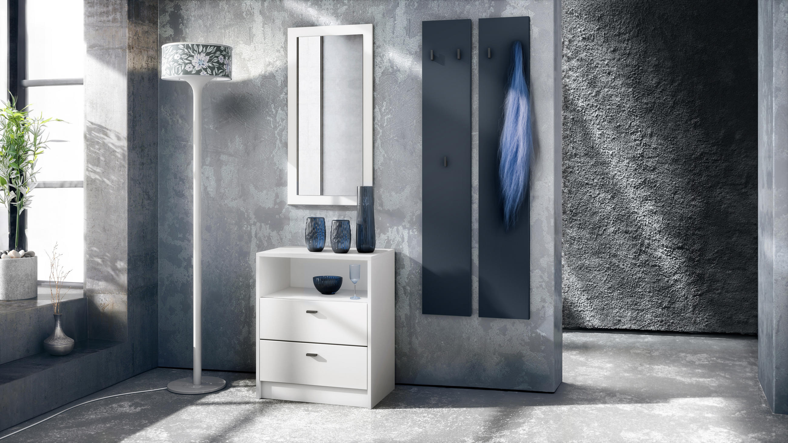 GARDEROBENPANEEL Enigma Royal Blau - Dunkelblau, Holzwerkstoff (48/140/2cm) - Vladon