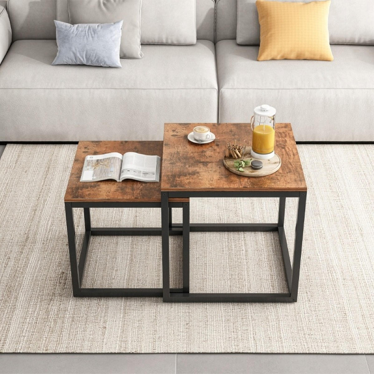 COUCHTISCH 2er Set, braun - Braun, Holzwerkstoff (52/55/50cm)