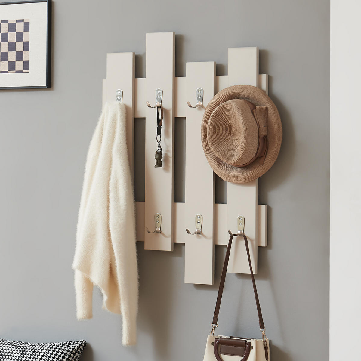 WANDGARDEROBE Raseborg - Beige, Holzwerkstoff (60/80/3cm) - [en.casa]