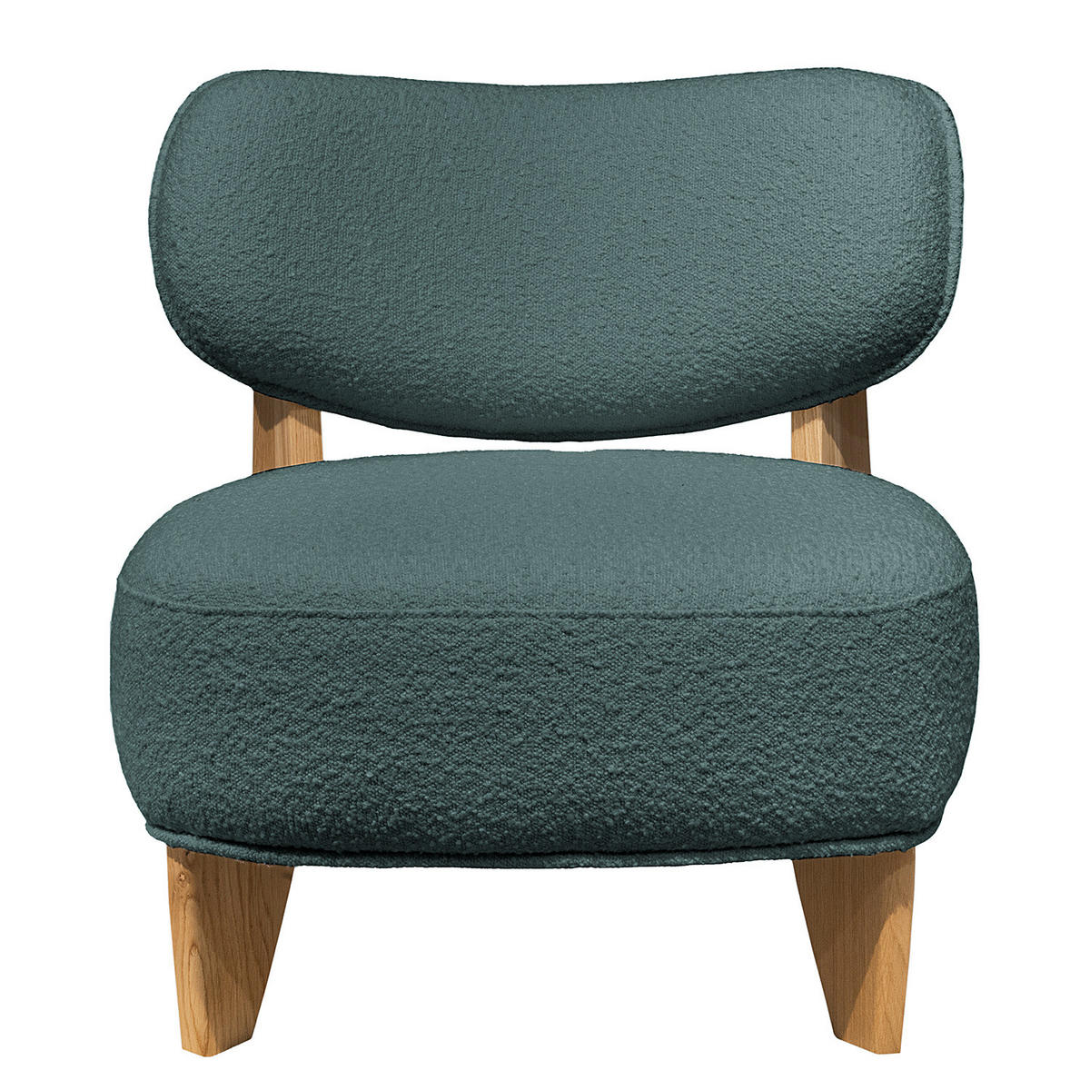 SESSEL - Bouclé - Blau/Eichefarben, Eichenholz/Holz (70/72/79cm) - home24