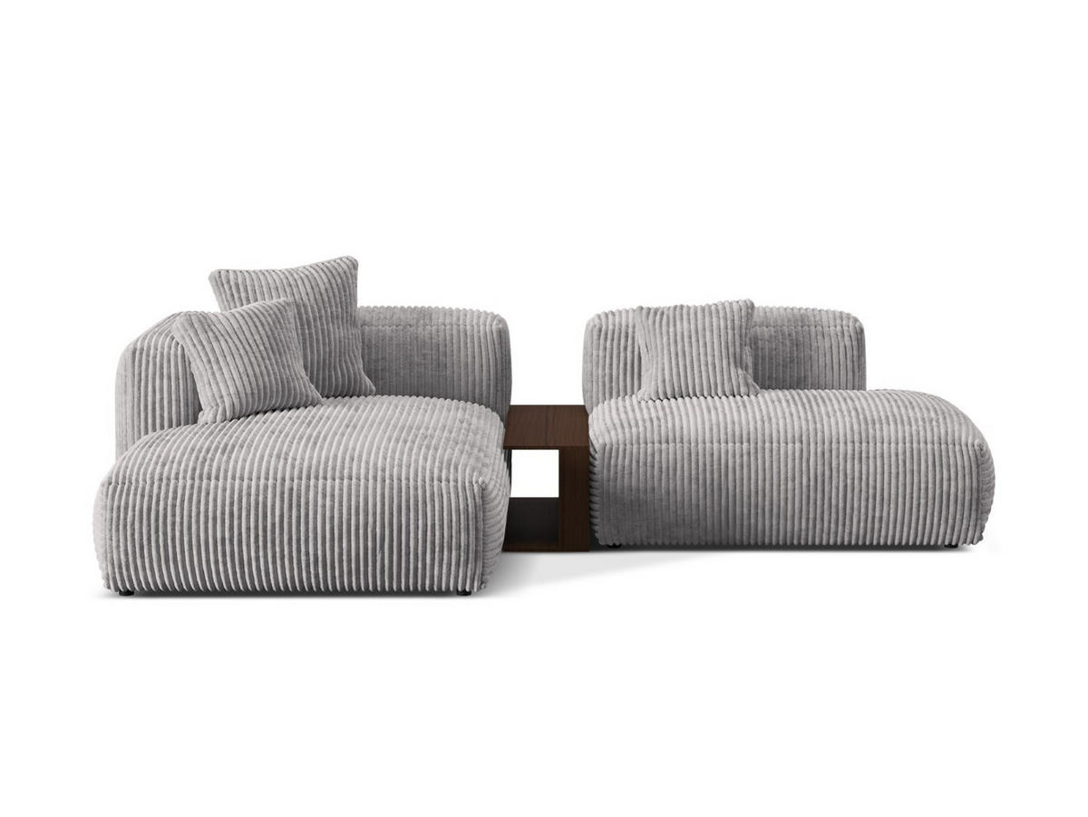 ECKSOFA modular links Martina aus Cord hellgrau 2 Sitzplätze - Hellgrau, Textil (176/285cm) - Micadoni