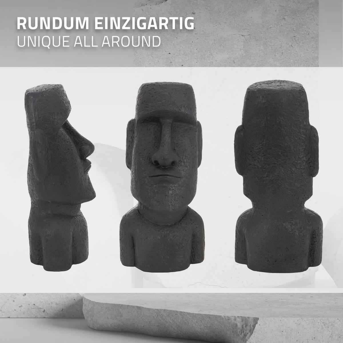 MOAI RAPA NUIL KOPF STATUE Anthrazit 53,5 cm - Anthrazit, Kunststoff (26.5/53.5/19cm) - ECD-Germany
