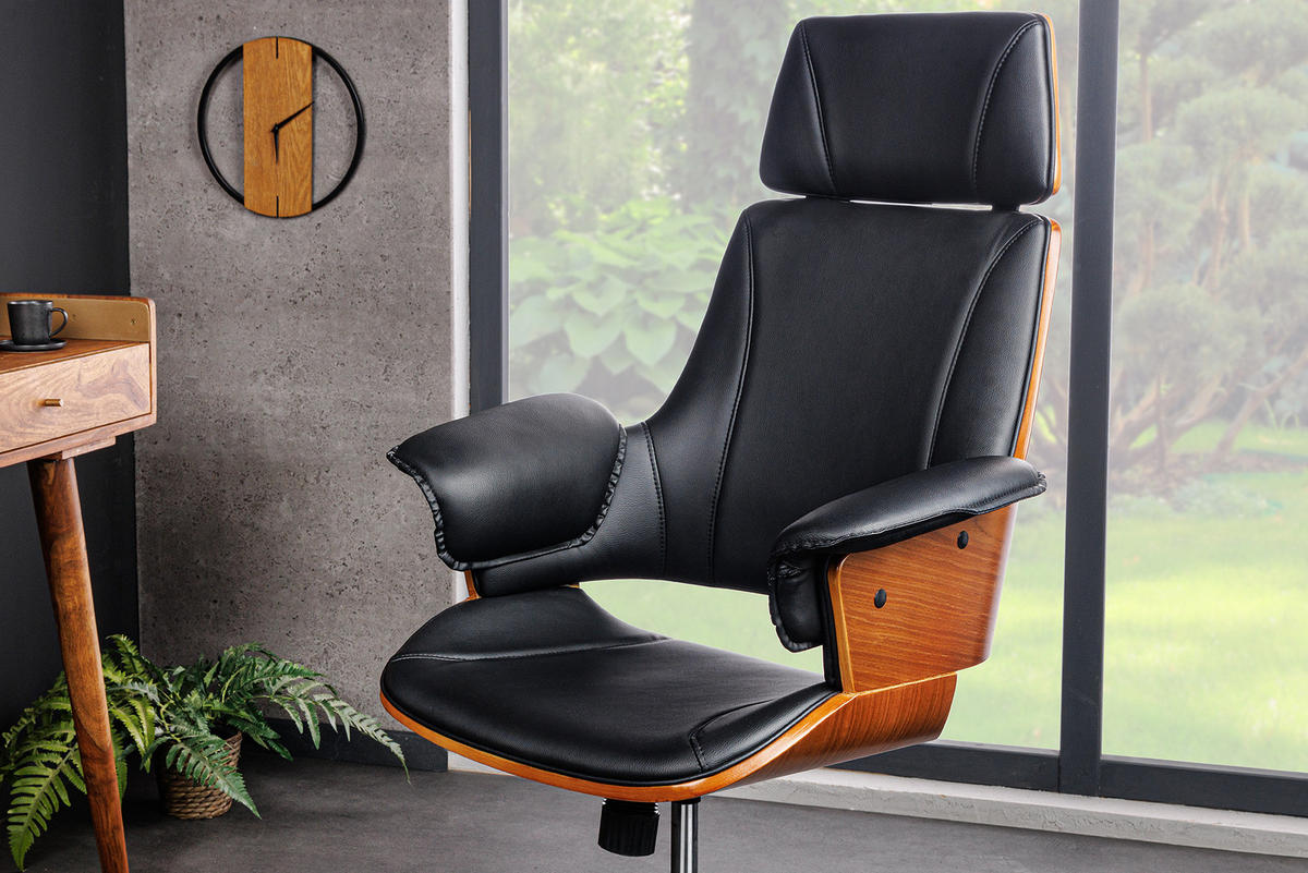 STUHL MANHATTAN Walnuss Schwarz 120 cm - Silberfarben/Schwarz, Holz/Textil (68/111/64cm) - riess-ambiente