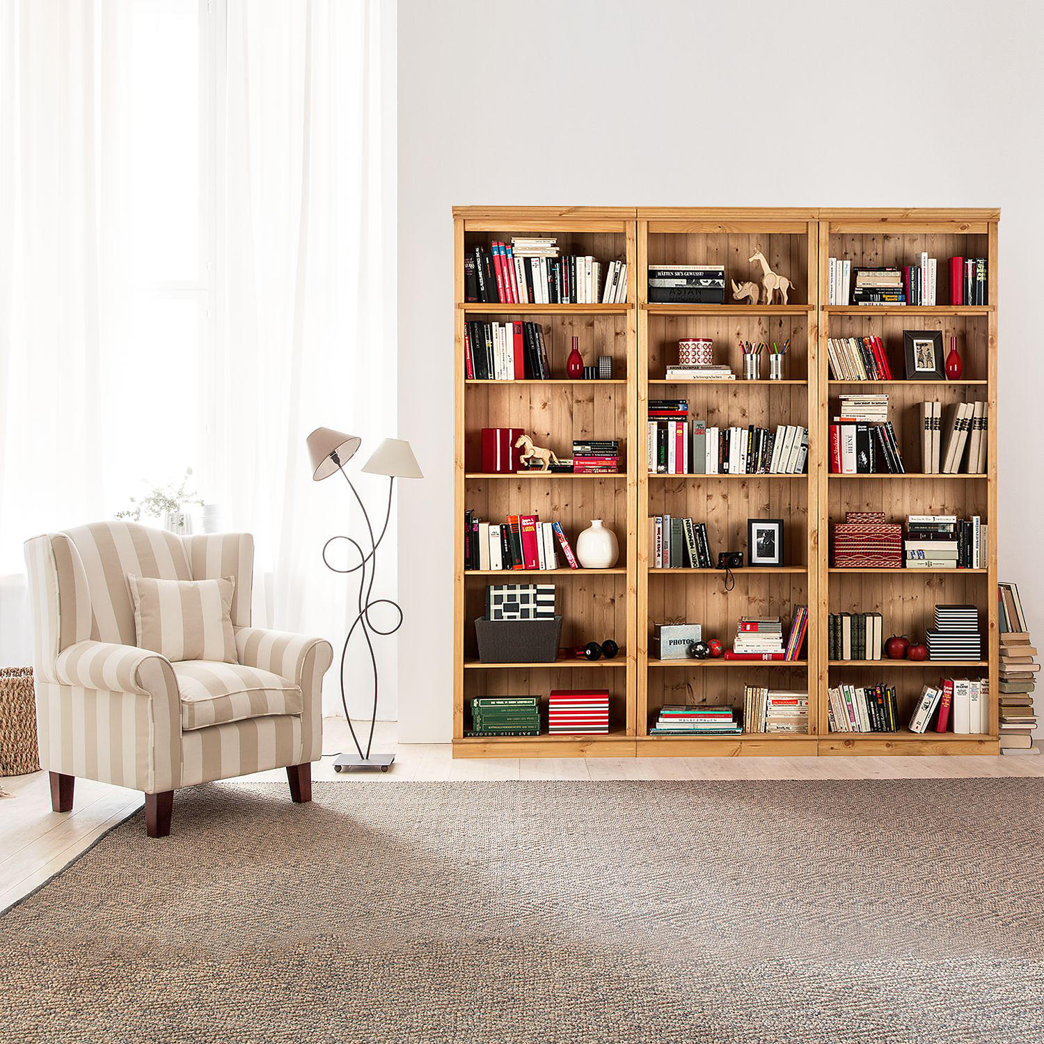 REGALWAND - Kiefer massiv, Typ B - Kieferfarben, Holz (222/223/37cm) - home24