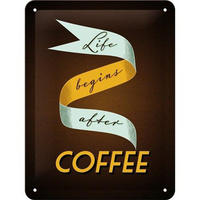 BLECHSCHILD 30/40 cm Word Up Life Begins After Coffee - Multicolor, Metall (30/40/0.2cm) - Nostalgic-Art