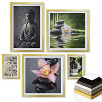 WANDBILDER 5er Set - 50x50 cm & 20x30 cm & 40x60 cm Goldrahmen - Red Accents London - Goldfarben, Kunststoff (40/60cm) - ArtPrintCave