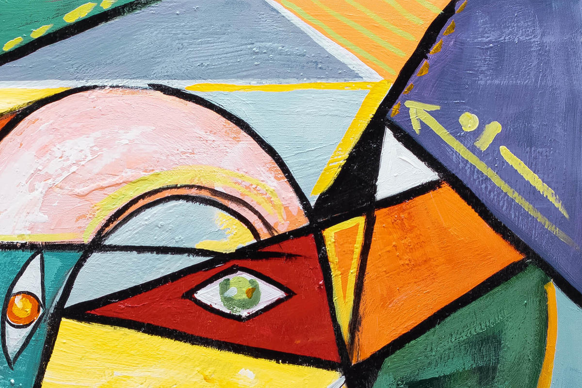 ACRYLBILD HANDGEMALT 80/80 cm - Blau/Gelb, Holz/Textil (80/80cm) - KUNSTLOFT