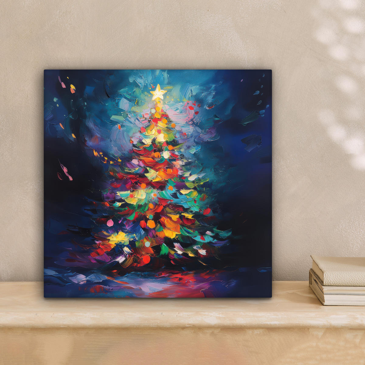 LEINWANDBILD Weihnachtsbaum - Weihnachten - Abstrakt - Farbenfroh 20x20 cm - Multicolor, Textil (20/20cm) - MuchoWow