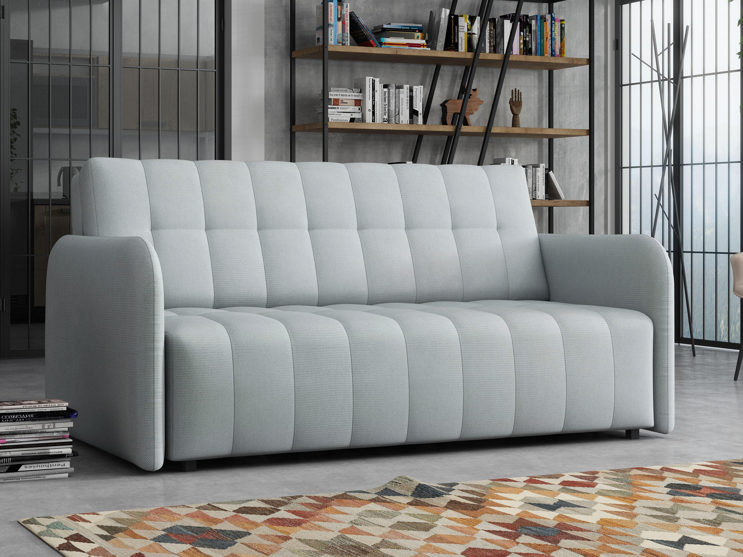 SCHLAFSOFA Viva Grand IV - Hellgrau/Schwarz, Holz/Kunststoff (165/85/95cm) - MIRJAN24