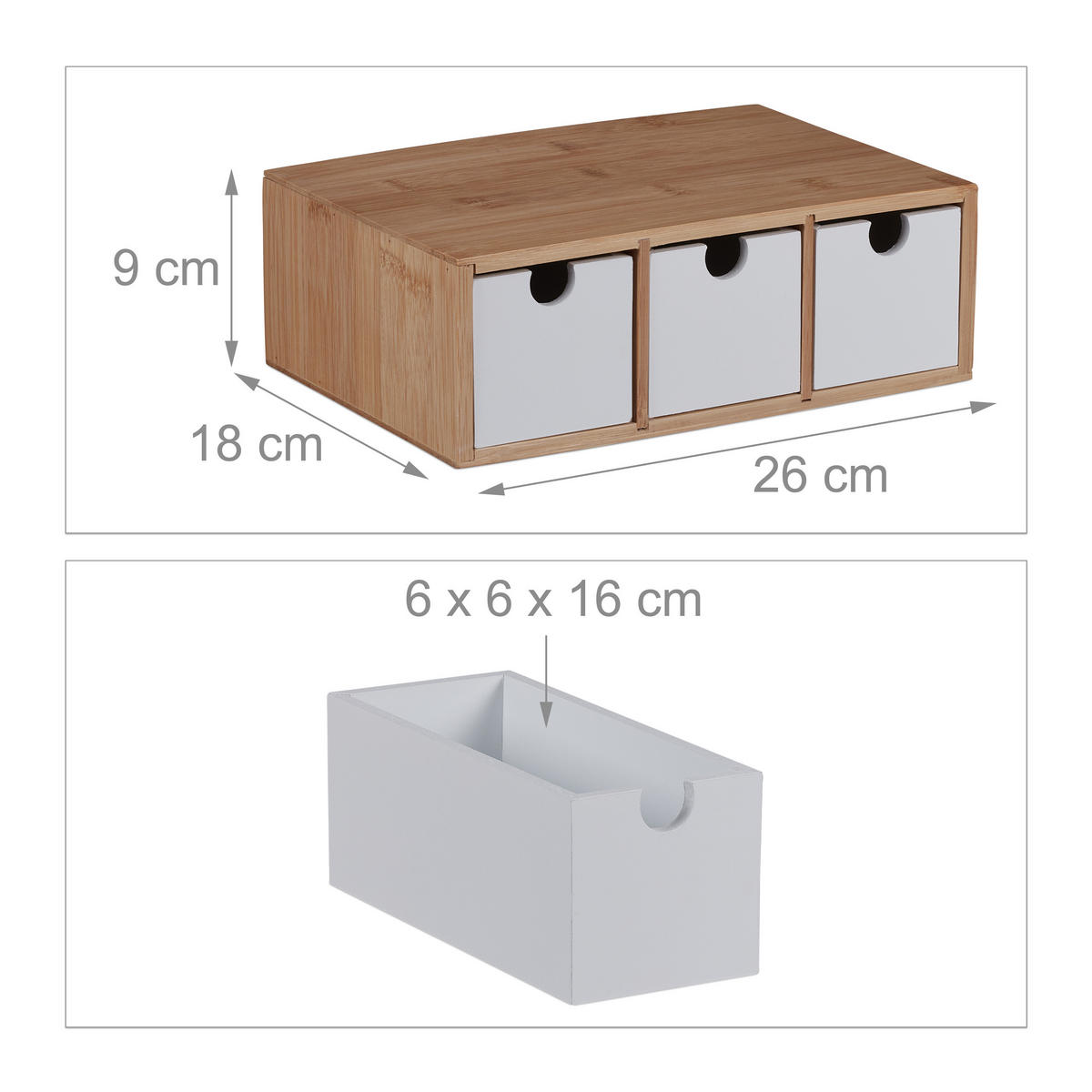 SCHUBLADENBOX - Multicolor, Holz/Holzwerkstoff (26/9/18cm) - Relaxdays