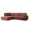 ECKSOFA Kirou Korallenfarbe Webstoff - Links Seite - Koralle/Schwarz, Holz/Holzwerkstoff (225/311cm) - Maison de Reve