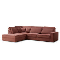 ECKSOFA Kirou Korallenfarbe Webstoff - Links Seite - Koralle/Schwarz, Holz/Holzwerkstoff (225/311cm) - Maison de Reve