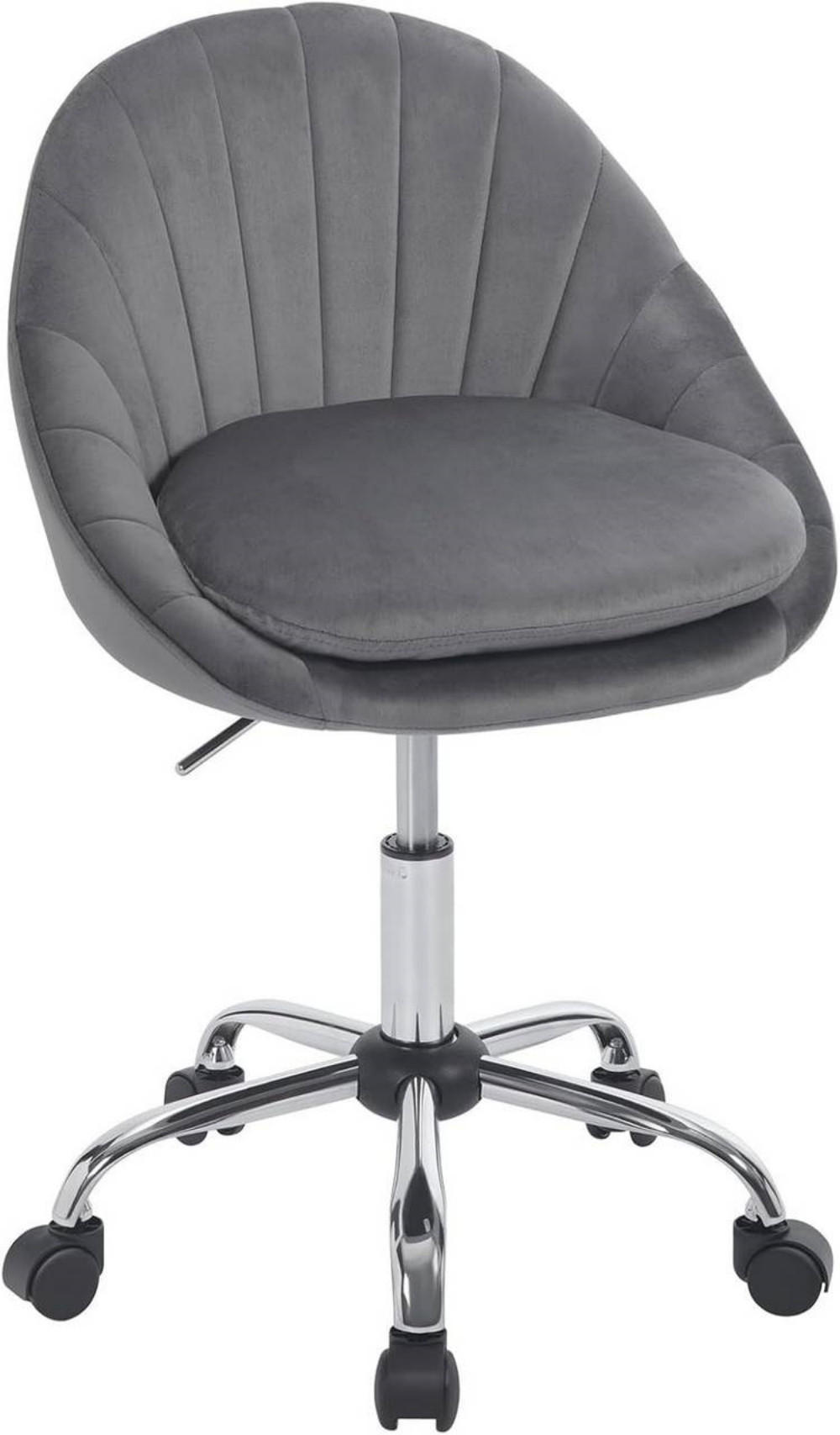 DREHSTUHL ergonomisch, Schminkstuhl, Samt, Dunkelgrau - Dunkelgrau/Schwarz, Textil/Metall (52/72/48cm) - Woltu