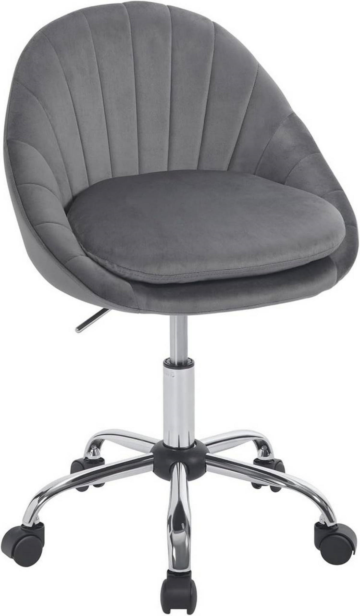 DREHSTUHL ergonomisch, Schminkstuhl, Samt, Dunkelgrau - Dunkelgrau/Schwarz, Textil/Metall (52/72/48cm) - Woltu