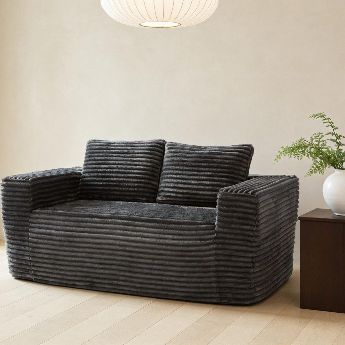 SOFA 2-Sitzer ohne Montage, Cordstoff Grau - Grau, Kunststoff (160/58/88cm) - Meubliv