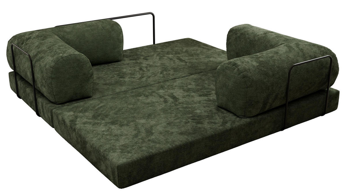 TROJMIESTNA POHOVKA ORSETTO - Tmavozelená Hladká ženilka - čierna/tmavozelená, kov/textil (200/70/100cm) - MKS