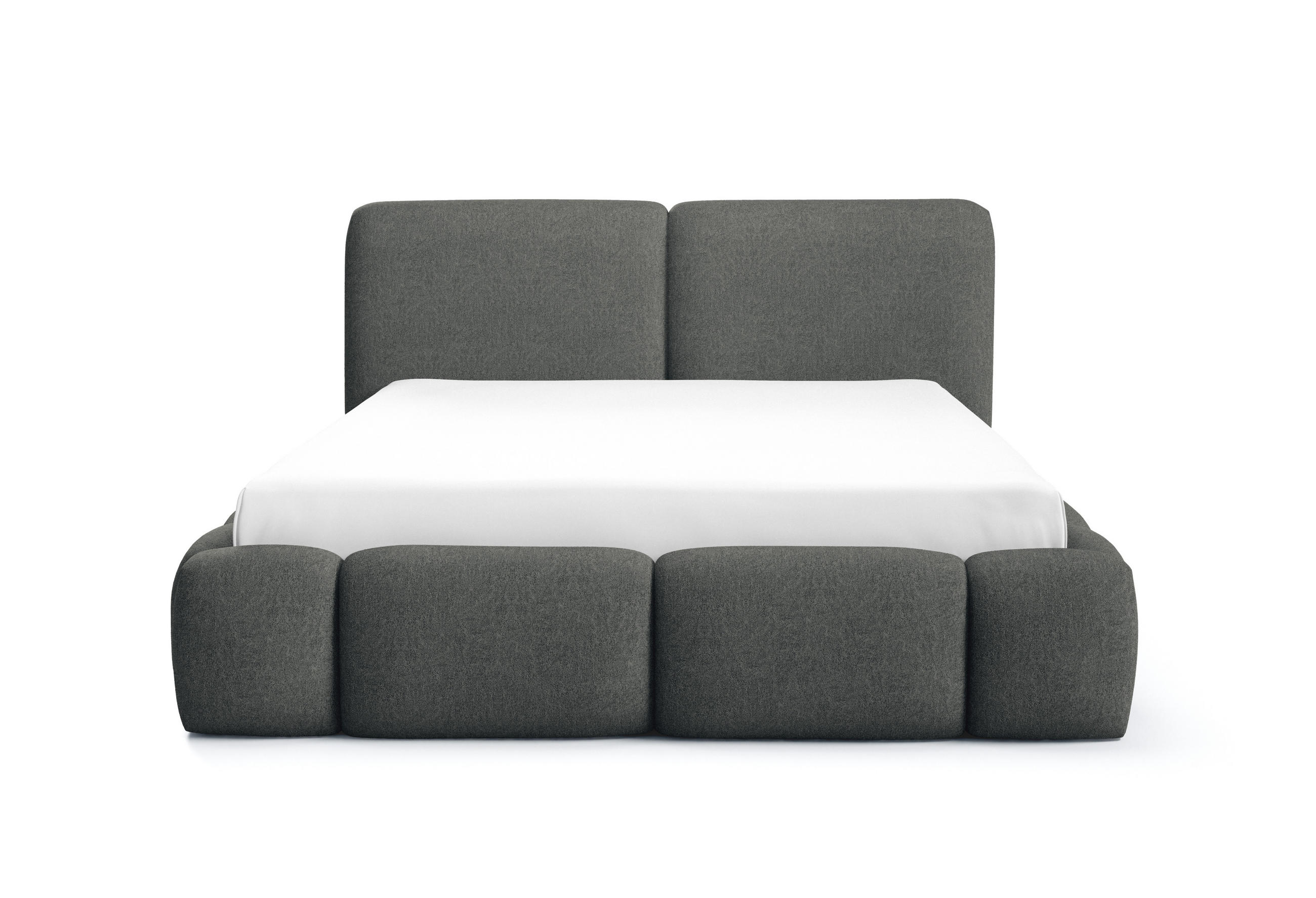 POLSTERBETT ARDELLO mit Beinen mit Bettkasten,Bett 160x200,Doppelbett,Lattenrost,Boxspringbett-Optik,ohne Matratze,Schlafzimmer-Weiß - Dunkelgrau, Holz (180/200cm) - Furnistar
