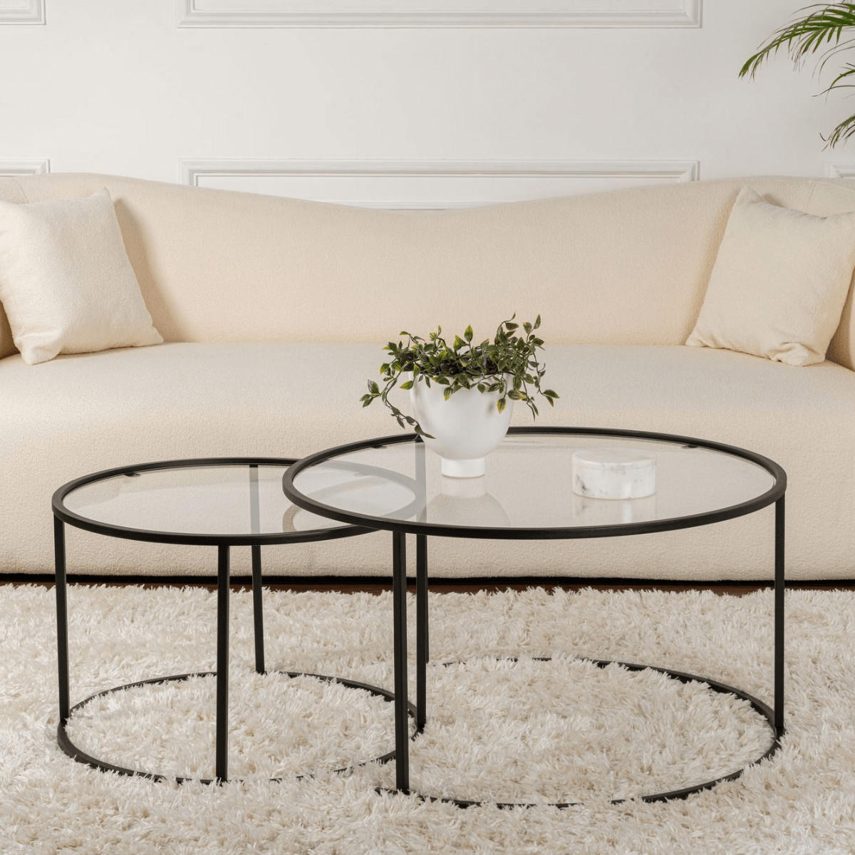 COUCHTISCHE mit Glasplatte 80/80/43 cm - Dunkelgrau, Metall (82/80/43cm) - Calicosy