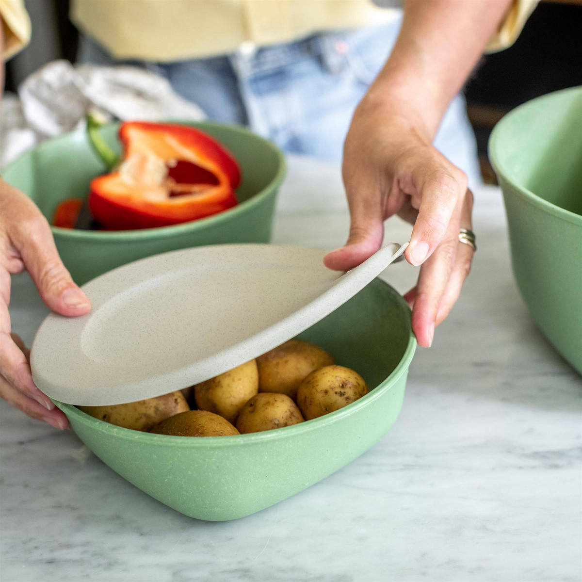 LEBENSMITTELBEHÄLTER luftdicht Connect Box 1,3 l 21,3/20,7/7,1 cm - Grün, Kunststoff (1.3L) - KOZIOL