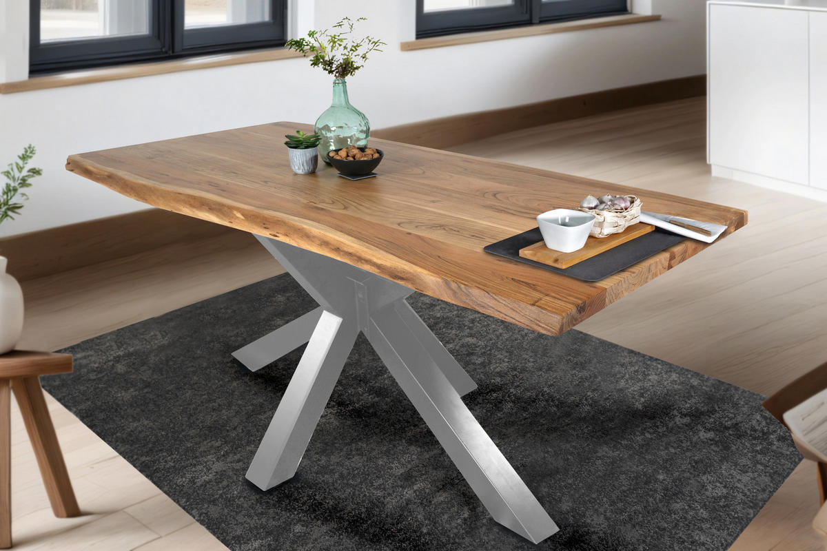 ESSTISCH TIM - Beige/Silberfarben, Holz (80/120/77cm) - SAM