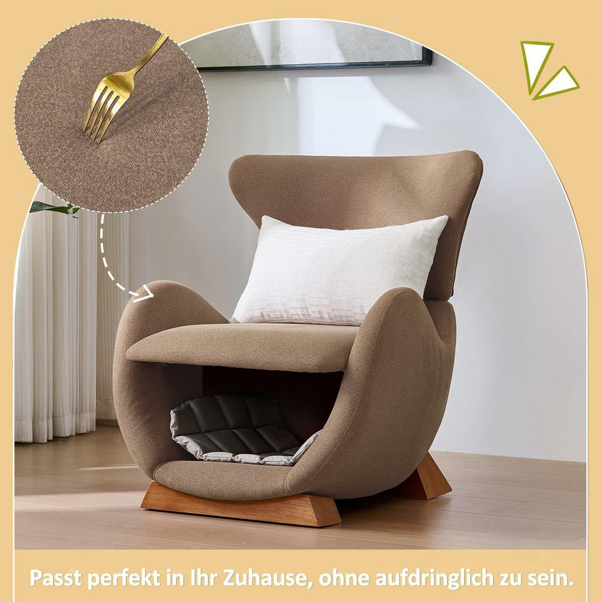 DESIGNER-SESSEL WALHAI-OPTIK, KRATZFEST, HAUSTIER-FREUNDLICH - Braun, Textil (66.04/45.72/66.04cm)
