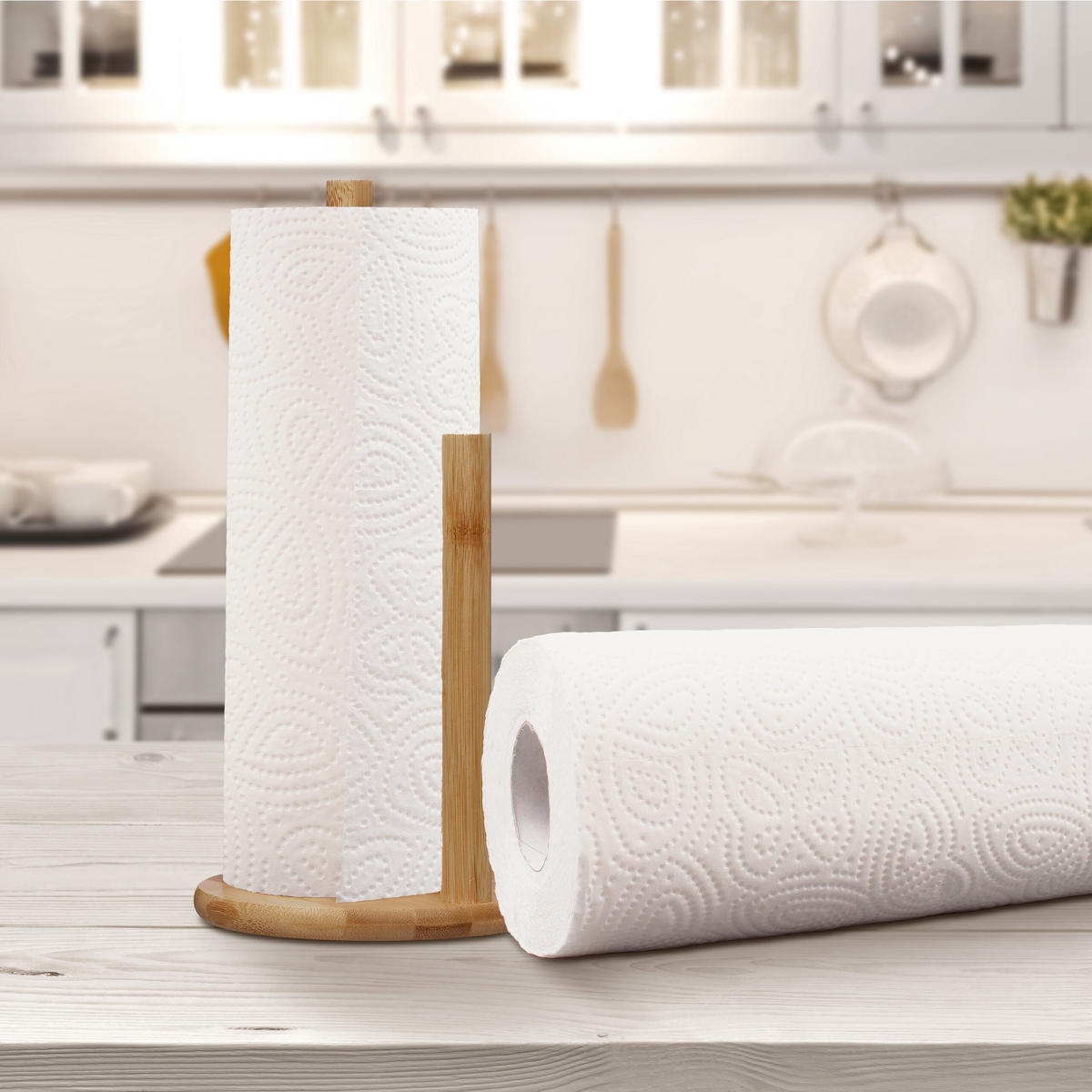 KÜCHENROLLENHALTER - Hellbraun, Holz (14.5/28/14.5cm) - Relaxdays