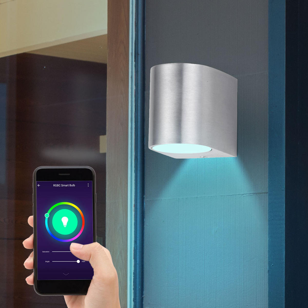 LED AUSSEN-WANDLEUCHTE Silber gebürstet - Silberfarben, Glas (7/8/9.4cm)